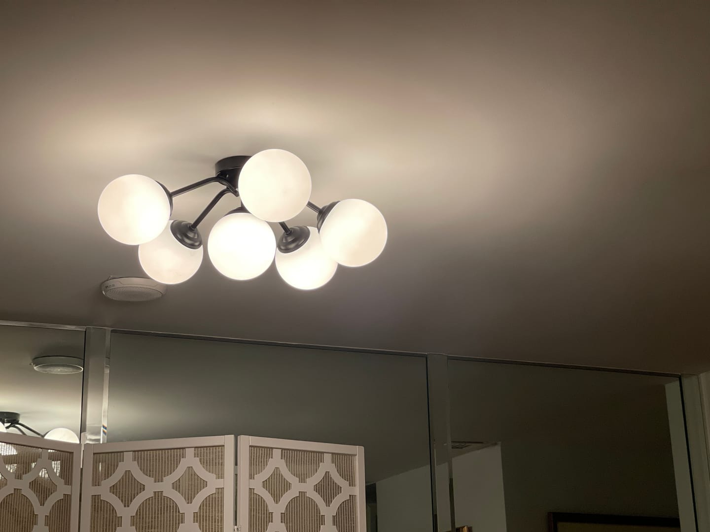 Customer photo review of Bloom Brass Frosted Glass Bubble Semi Flush Chandelier