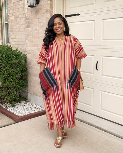 Customer photo review of Regal Fringe Kaftan | Burgundy