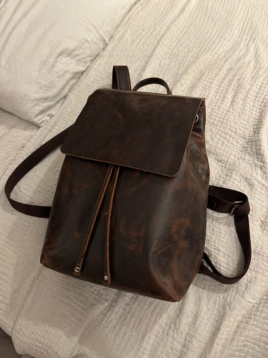 Customer photo review of The Celeste | Buffalo Leather Backpack