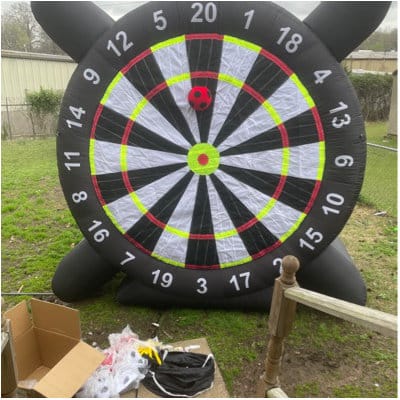 Customer photo review of 10FT Inflatable Soccer Dart Board Kick Dart 8Pcs Balls & Blower