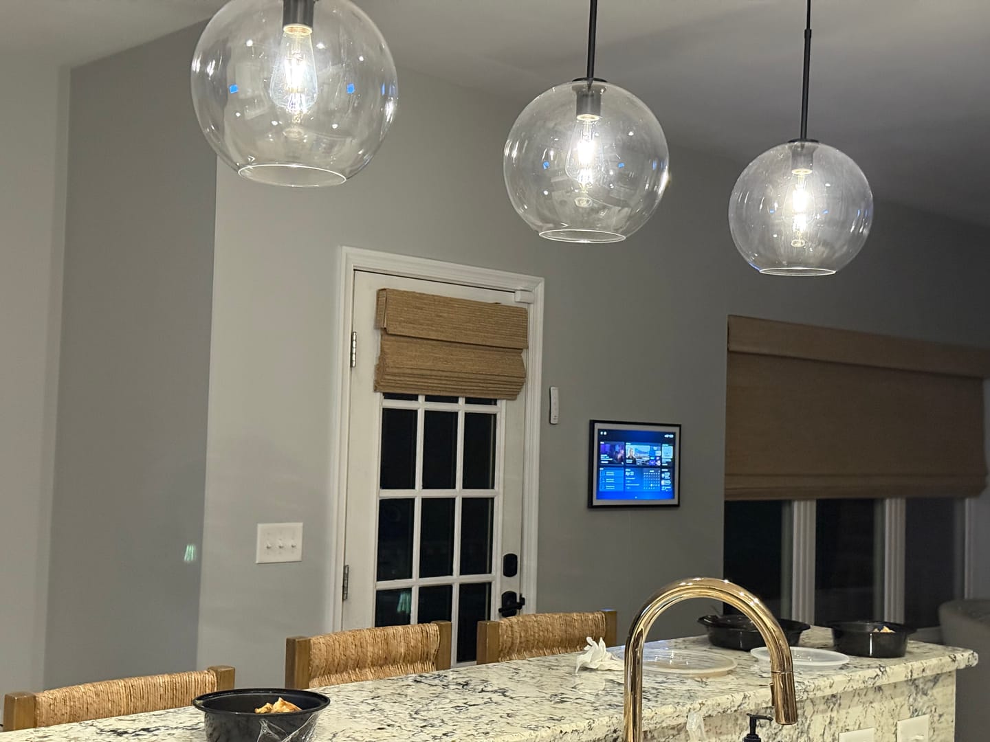 Customer photo review of Single-Light Sculptural Glass Globe Pendant