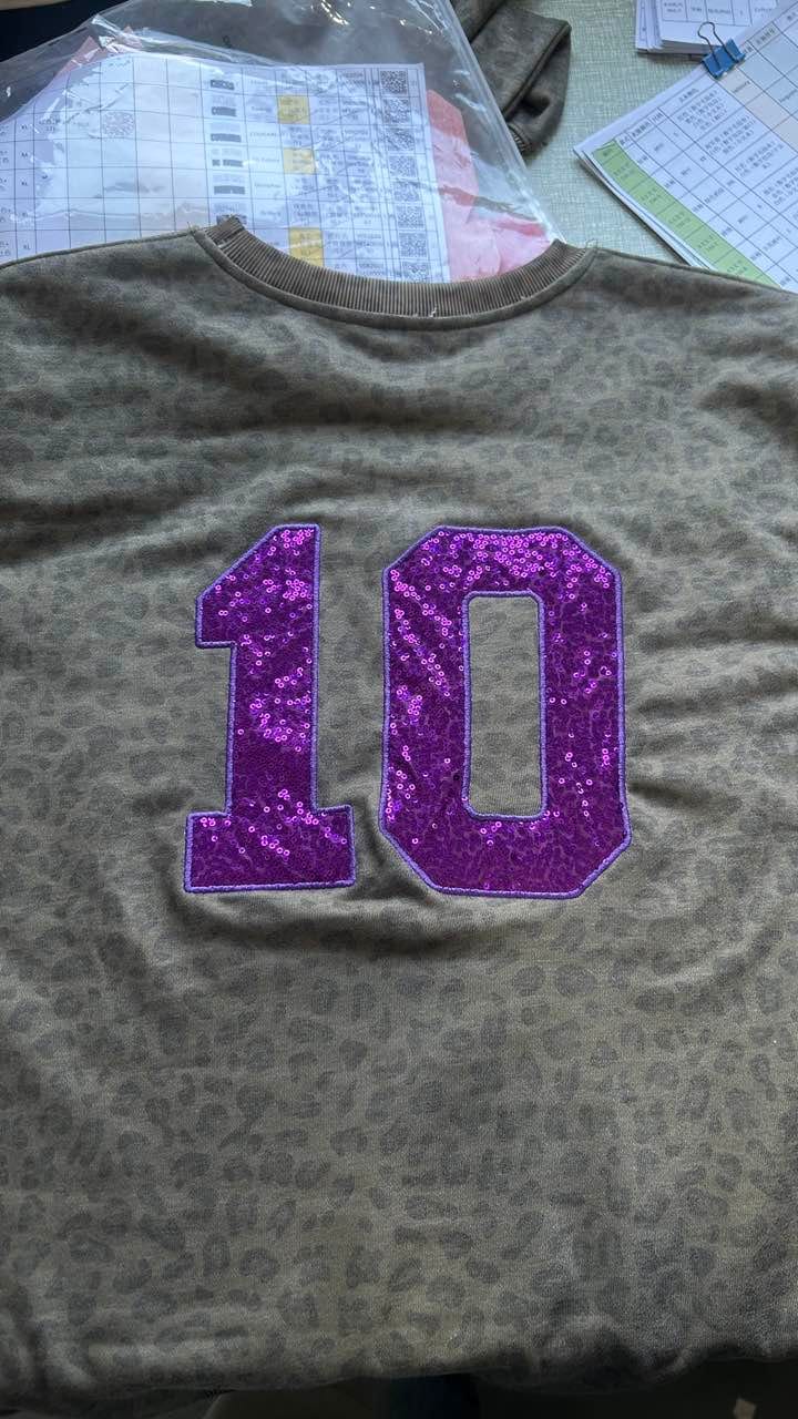 Customer photo review of Custom Sequin Baseball MAMA Sweatshirt Sports MAMA Sweatshirt – Personalized Glitter Letters Sweatshirt Vintage Style | Gifts for Sports Mom