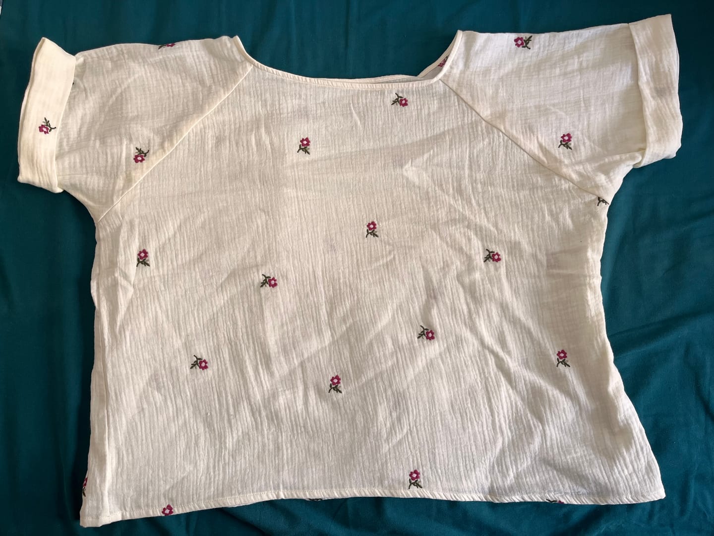 Customer photo review of Blouse  Romy – Double gaze de coton blanc cassé églantine