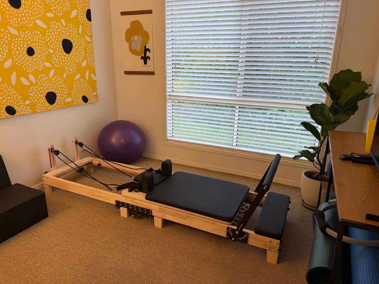 Customer photo review of Foldable Oak Wood Pilates Reformer - Home Studio Edition
