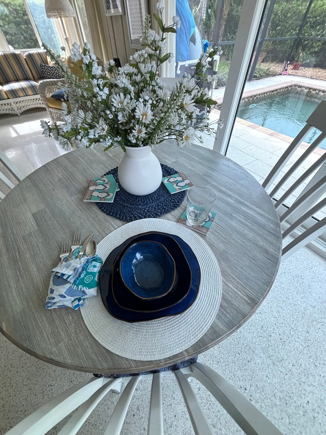 Customer photo review of 16-Piece Stoneware Set- Ocean Blue