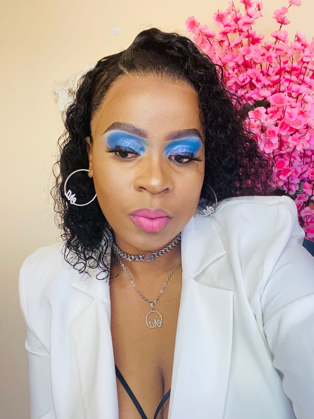 Customer photo review of Silver Precious Era Logo Hoops