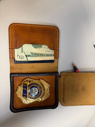 Customer photo review of Minimalist Badge Wallet