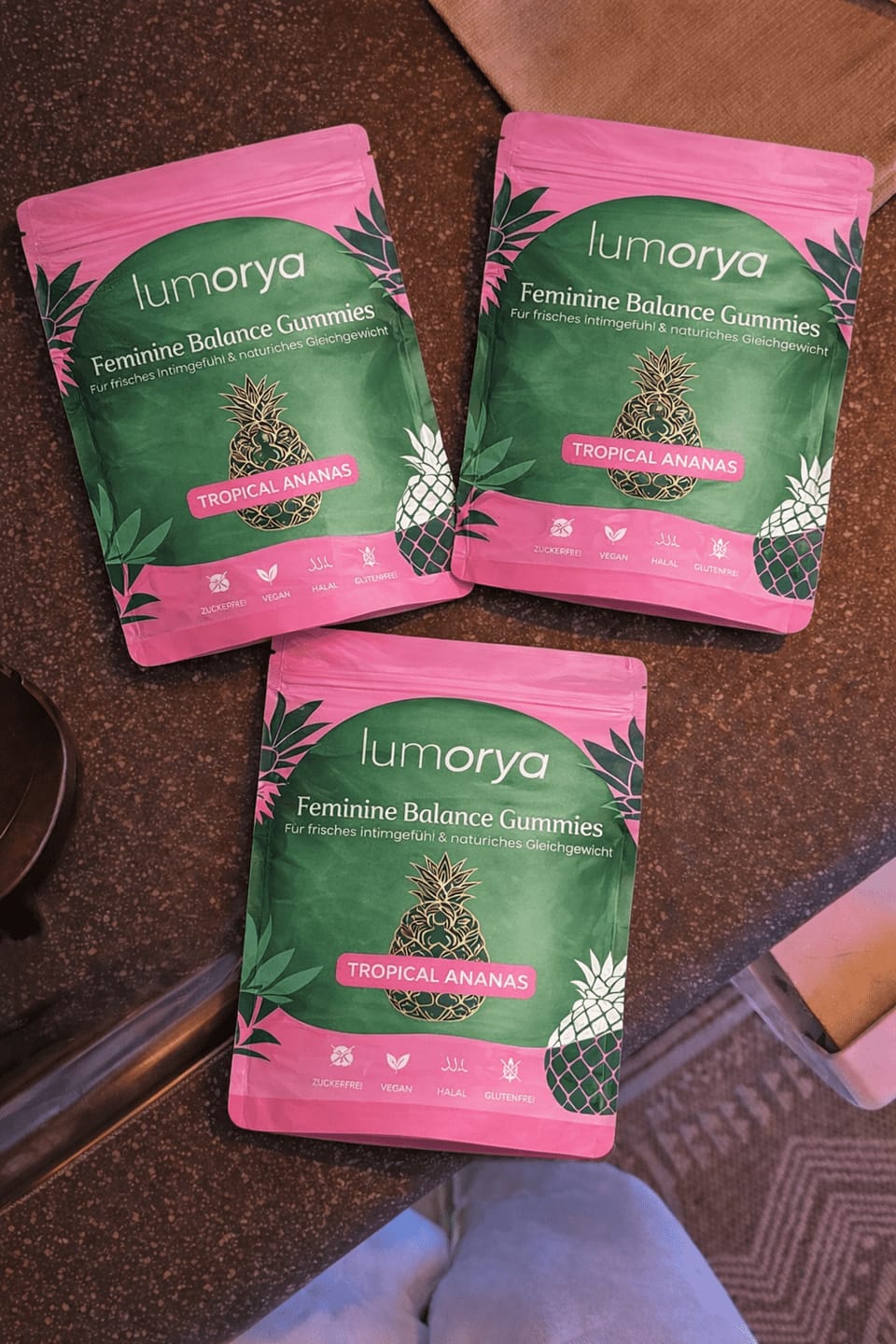 Customer photo review of LUMORYA® - Premium Balance Gummies