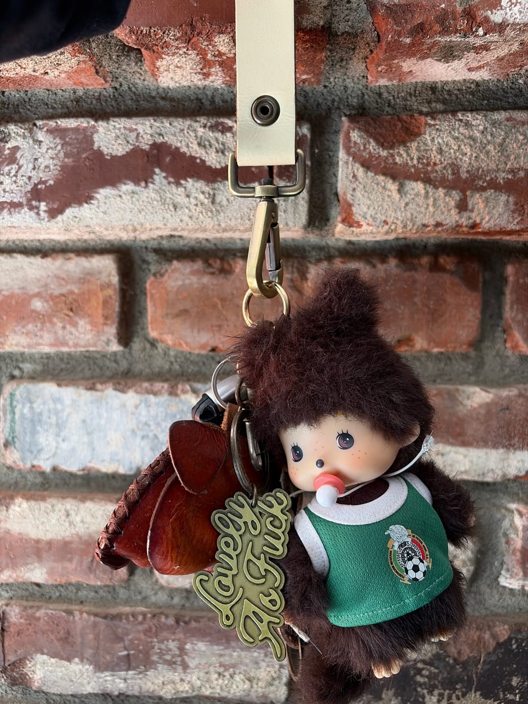 Customer photo review of Rebel Things Off-White Leather Keychain