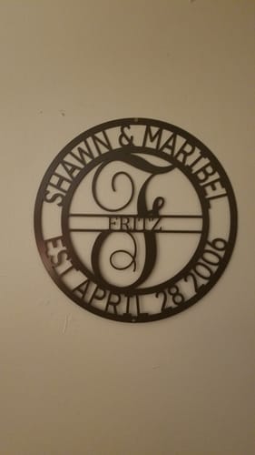 Customer photo review of Elaborate Name - Steel Sign