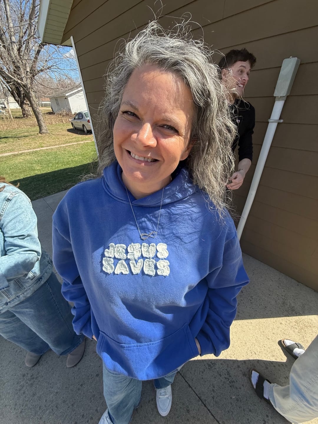Customer photo review of Jesus Saves Patchwork Hoodie