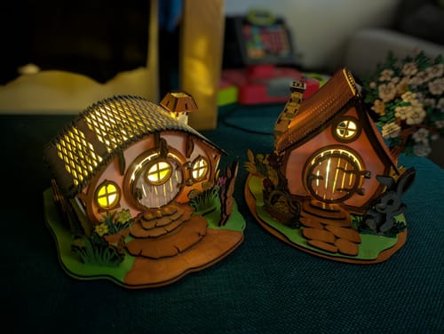 Customer photo review of Bunny Easter house candle holder laser cut file