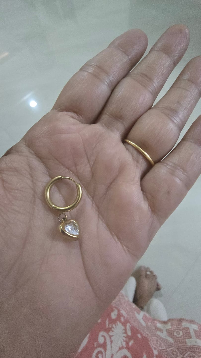 Customer photo review of Gemini Heart Hoops