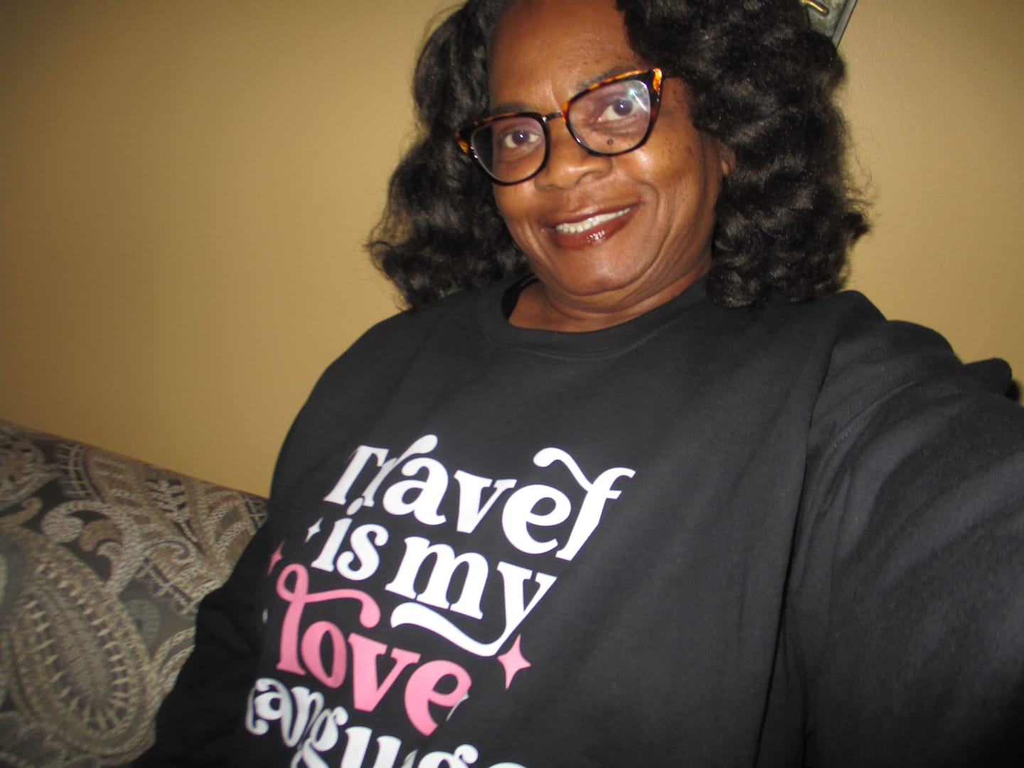 Customer photo review of Travel Is My Love Language Sweatshirt