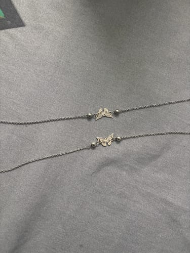 Customer photo review of Silver Gypsy Butterfly Anklet
