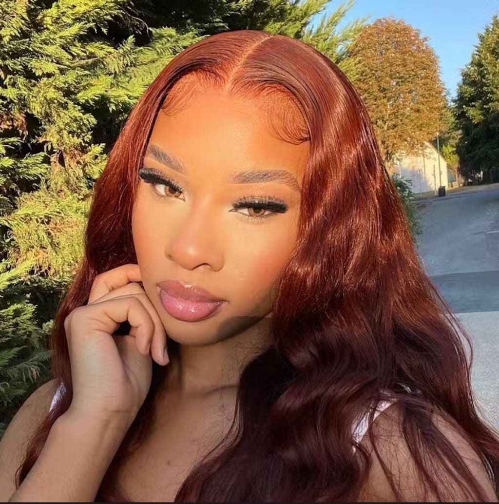 Customer photo review of Wavymy Wear & Go Reddish Brown 7x5 Glueless Lace Wigs Human Hair 180% Density