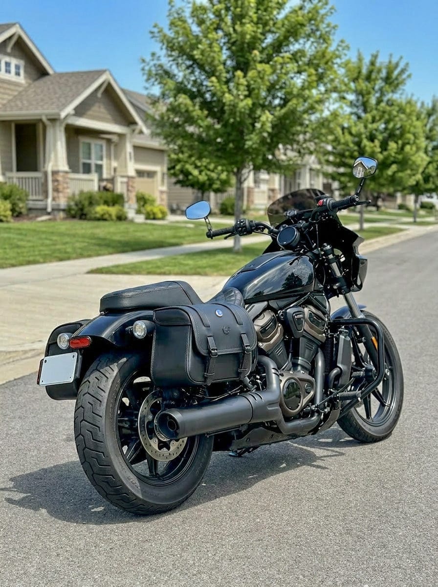Customer photo review of 14L - Viper Medium Shock Cutout Harley Nightster RH975/S Leather Motorcycle Saddlebags