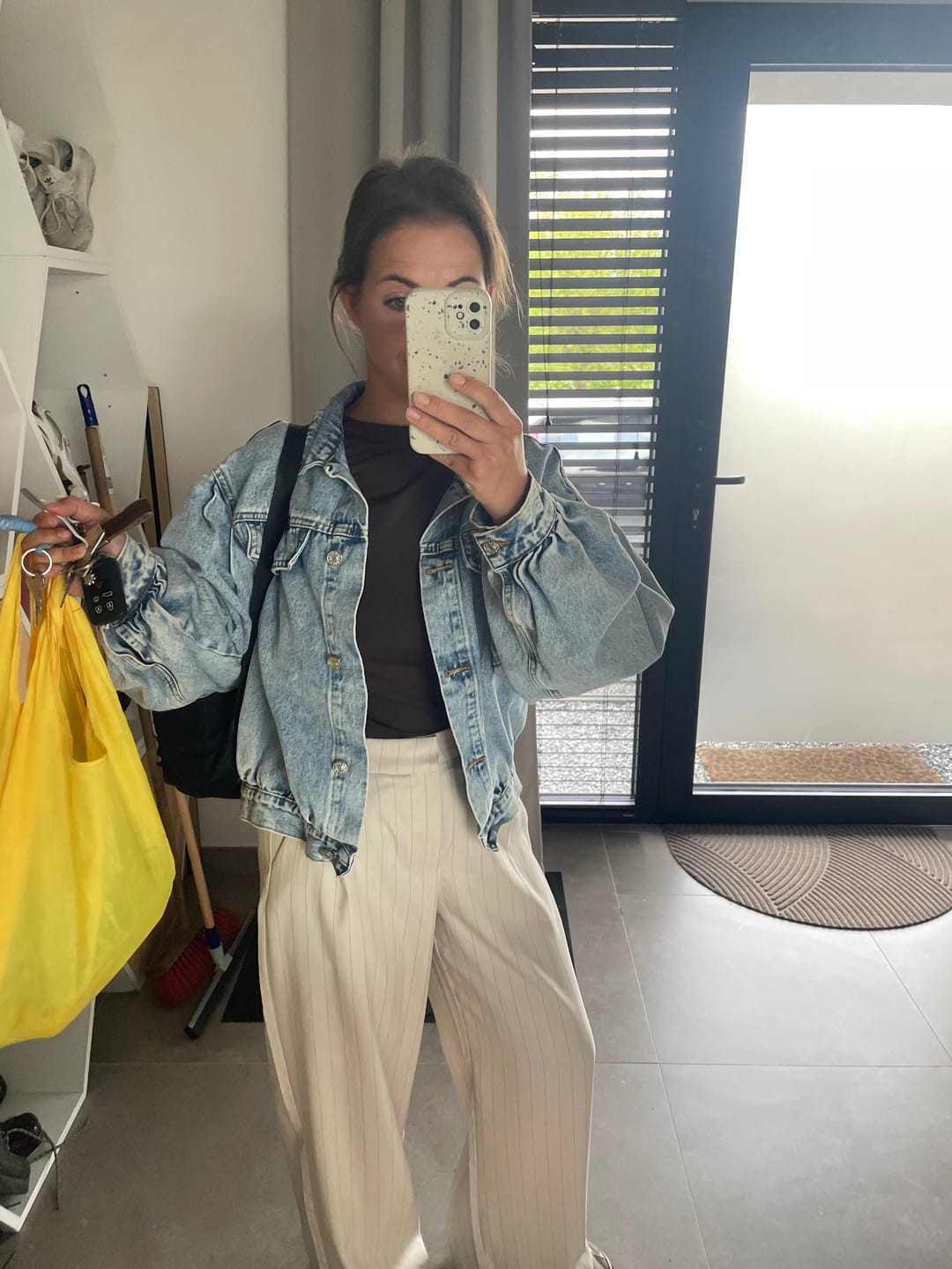 Customer photo review of PHARA PINSTRIPE CREAM TROUSERS