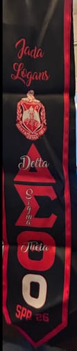 Customer photo review of Personalized Delta Sigma Theta Black Graduation Stole School And Org Style