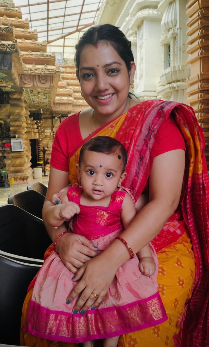 Customer photo review of Blush Pink and Magenta Tie-Up Ethnic Wear for Girls – Traditional Dress for Baby Girl