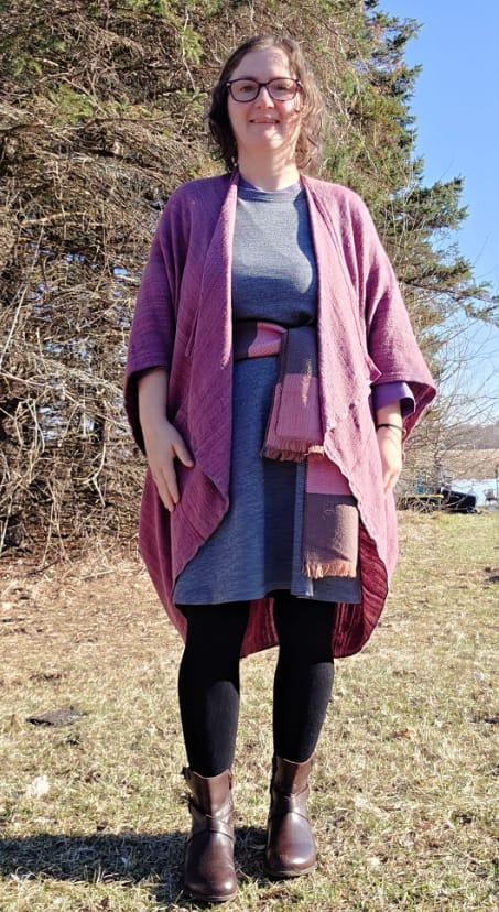 Customer photo review of NEW! JIVA Wool Silk Kimono Sunset