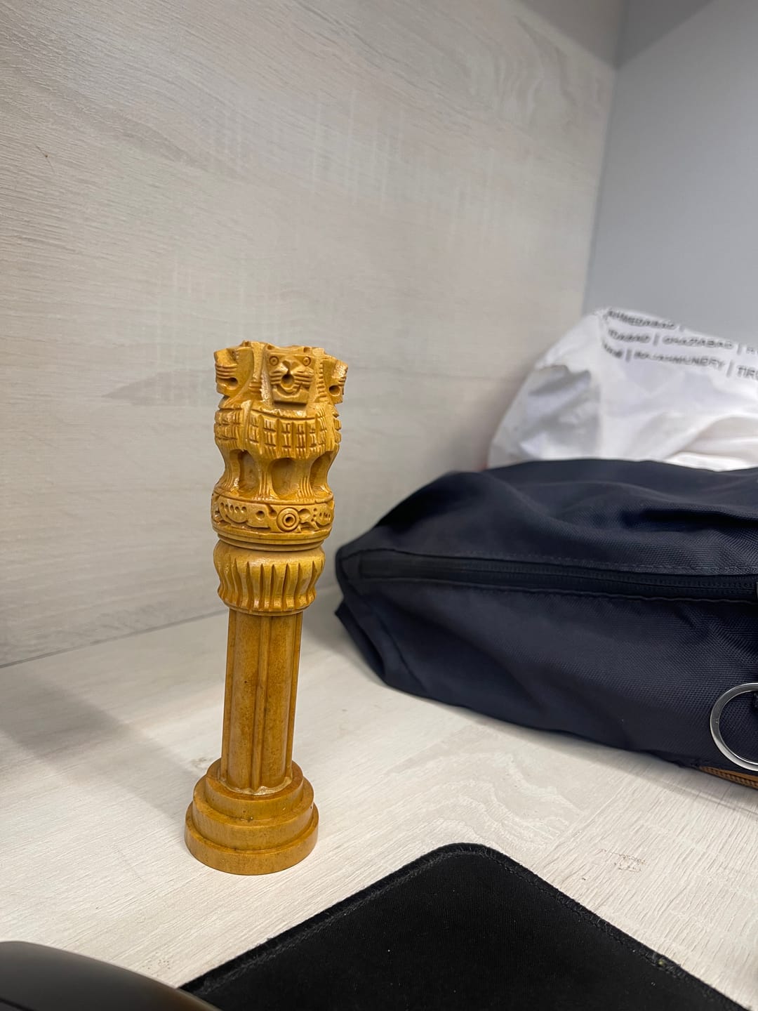 Customer photo review of Wooden Finish Ashoka Pillar Idol Vastu Remedy for Authority, Recognition and Professional Growth for Home, Office and Table Decor | 3 - 12 inches