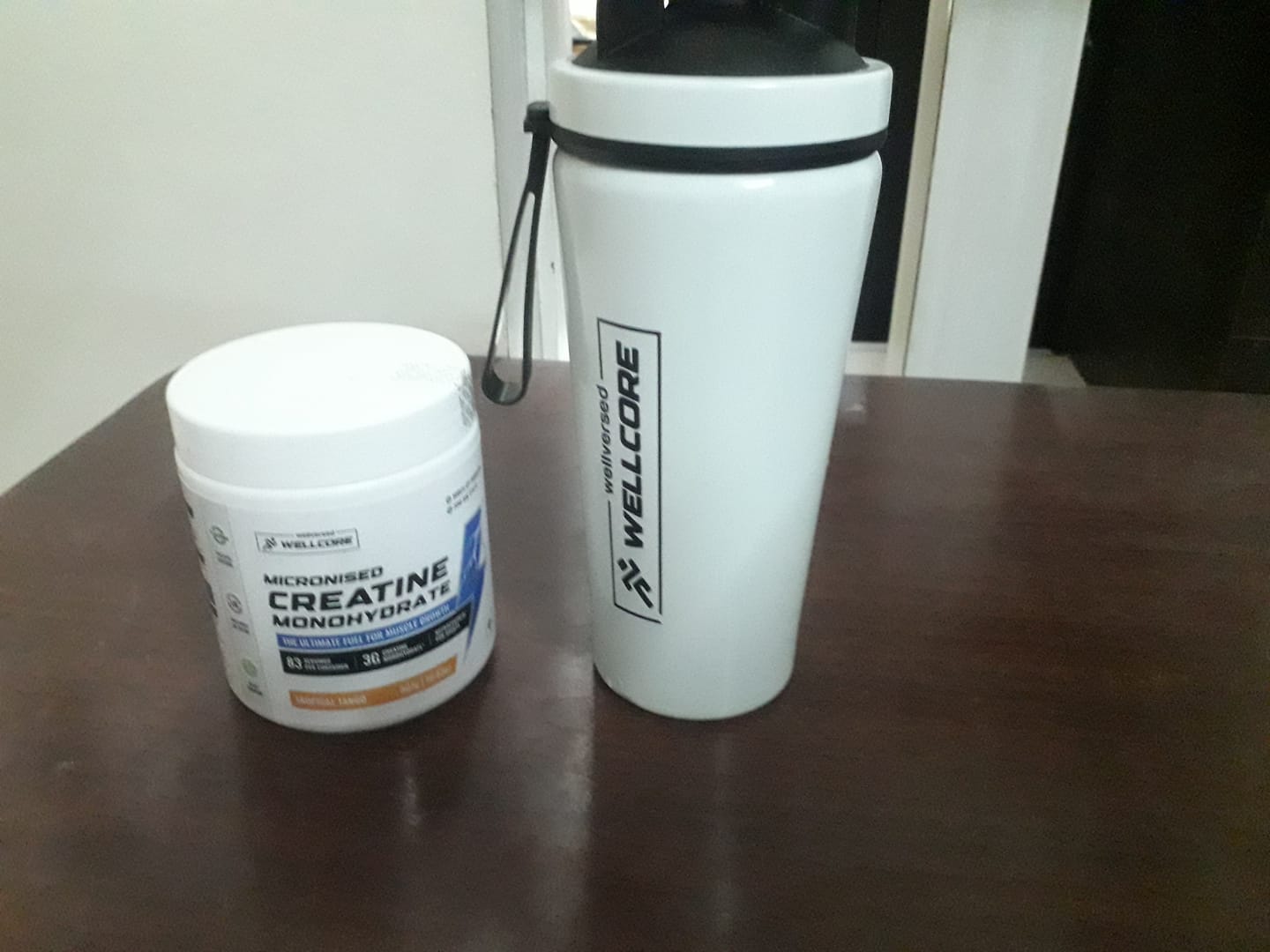 Customer photo review of Wellcore - Micronised Creatine Monohydrate (83 Servings, Tropical Tango) + Premium Steel Shaker