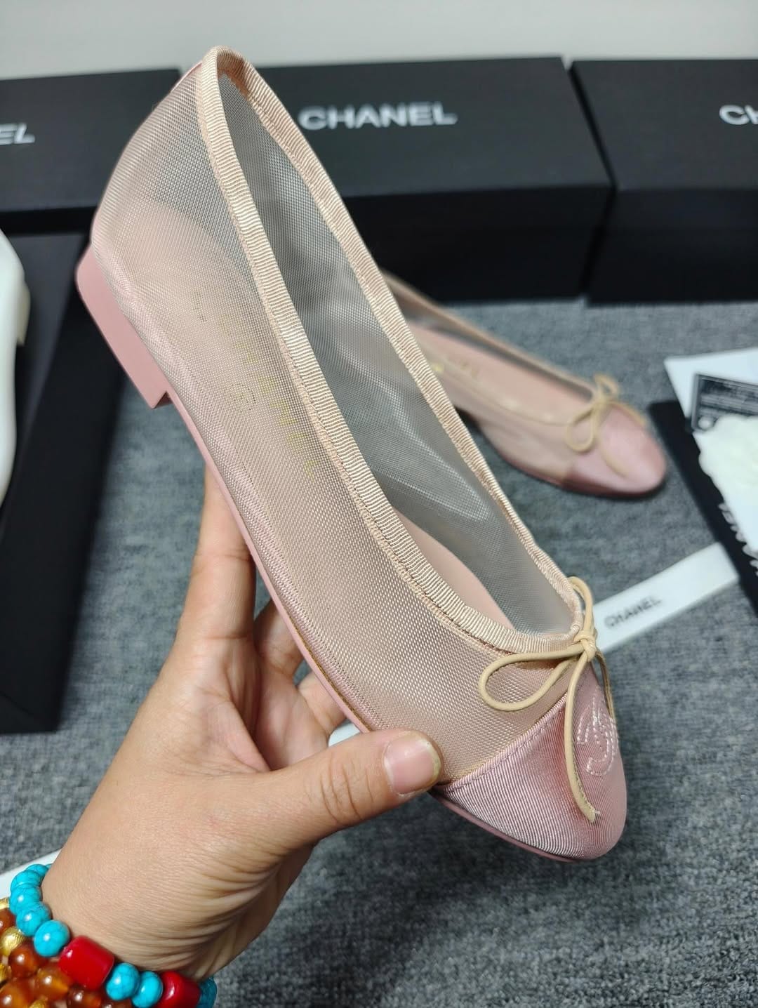 Customer photo review of Chanel 2026 Ballet Flat Mesh Leather
