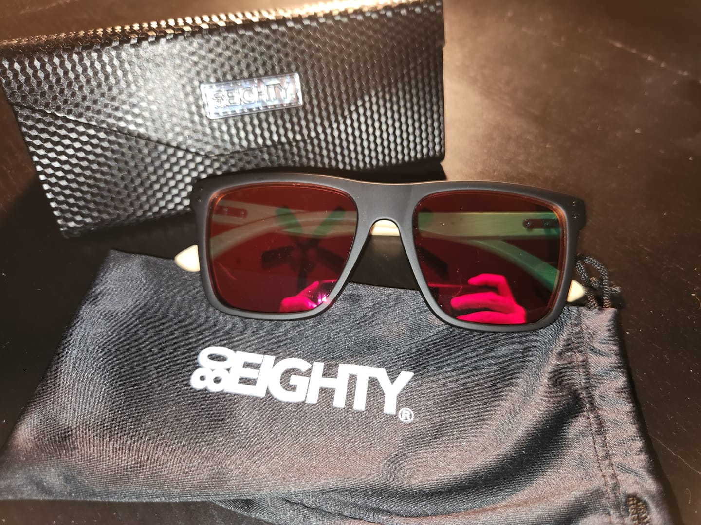 Customer photo review of 80Eighty® Polarized Bamboo Sunglasses - Red