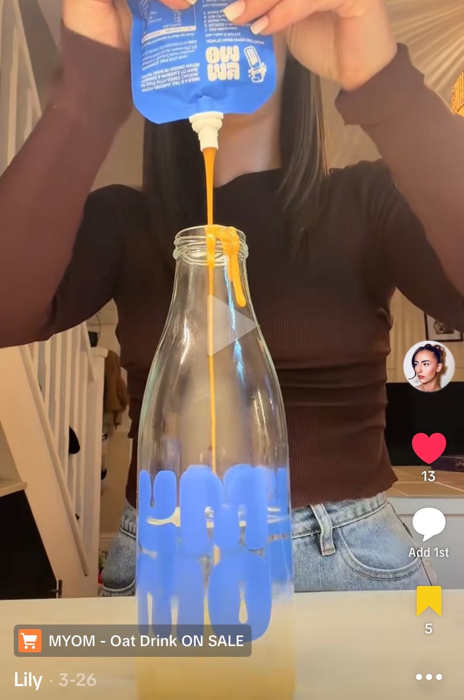 Customer photo review of MYOM 500ml Original Oat Milk-Free Drink Premix Pack