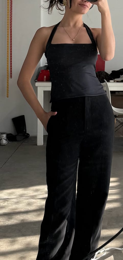 Customer photo review of Pantalones de Vestir Sin Pretina Tailored