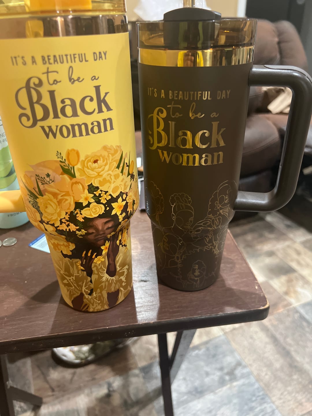 Customer photo review of Daffodil “Royalty Blossomed” Insulated Tumbler – "It’s a Beautiful Day to be a Black Woman"