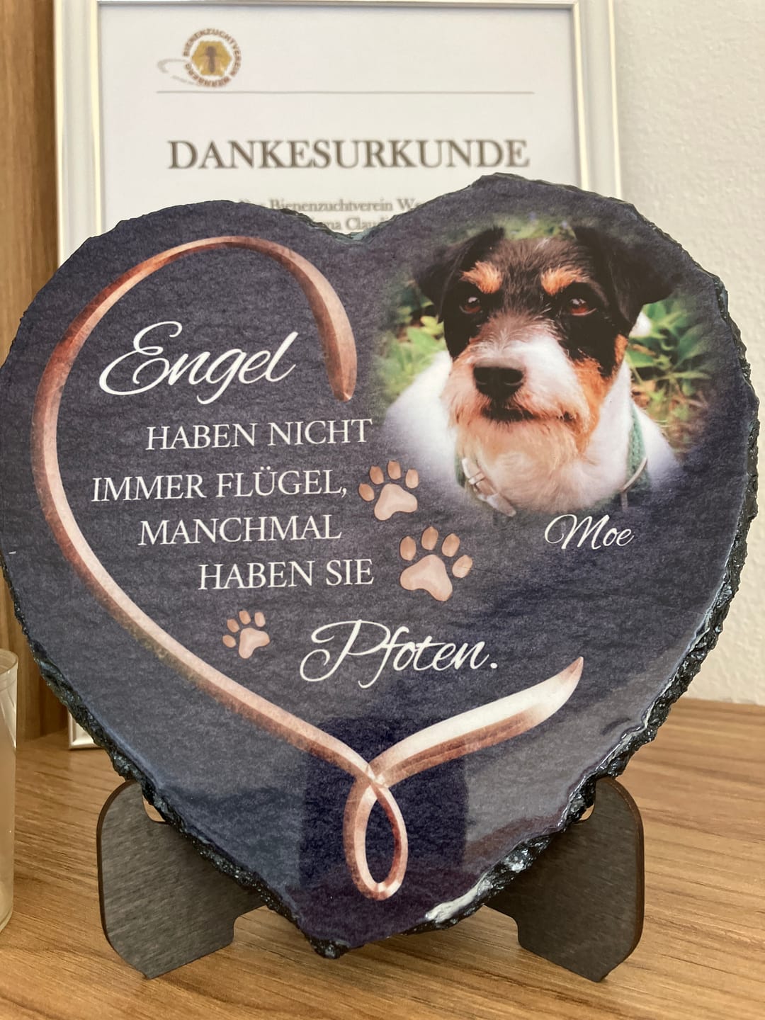 Customer photo review of Personalisiertes Schieferherz - Engel haben Pfoten