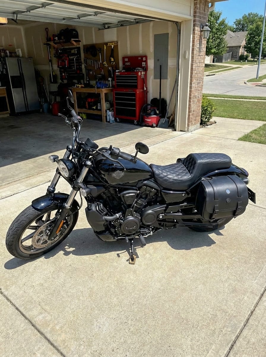 Customer photo review of 14L - Viper Medium Shock Cutout Harley Nightster RH975/S Leather Motorcycle Saddlebags