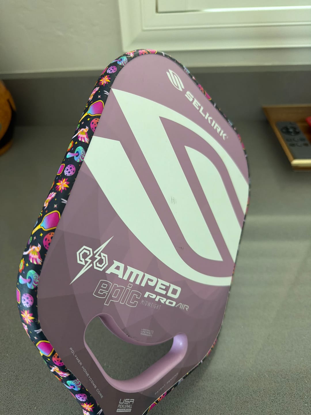Customer photo review of Pink Psychedelic Edge Tape (3 pack) - Pickleball Paddle Edge Tape