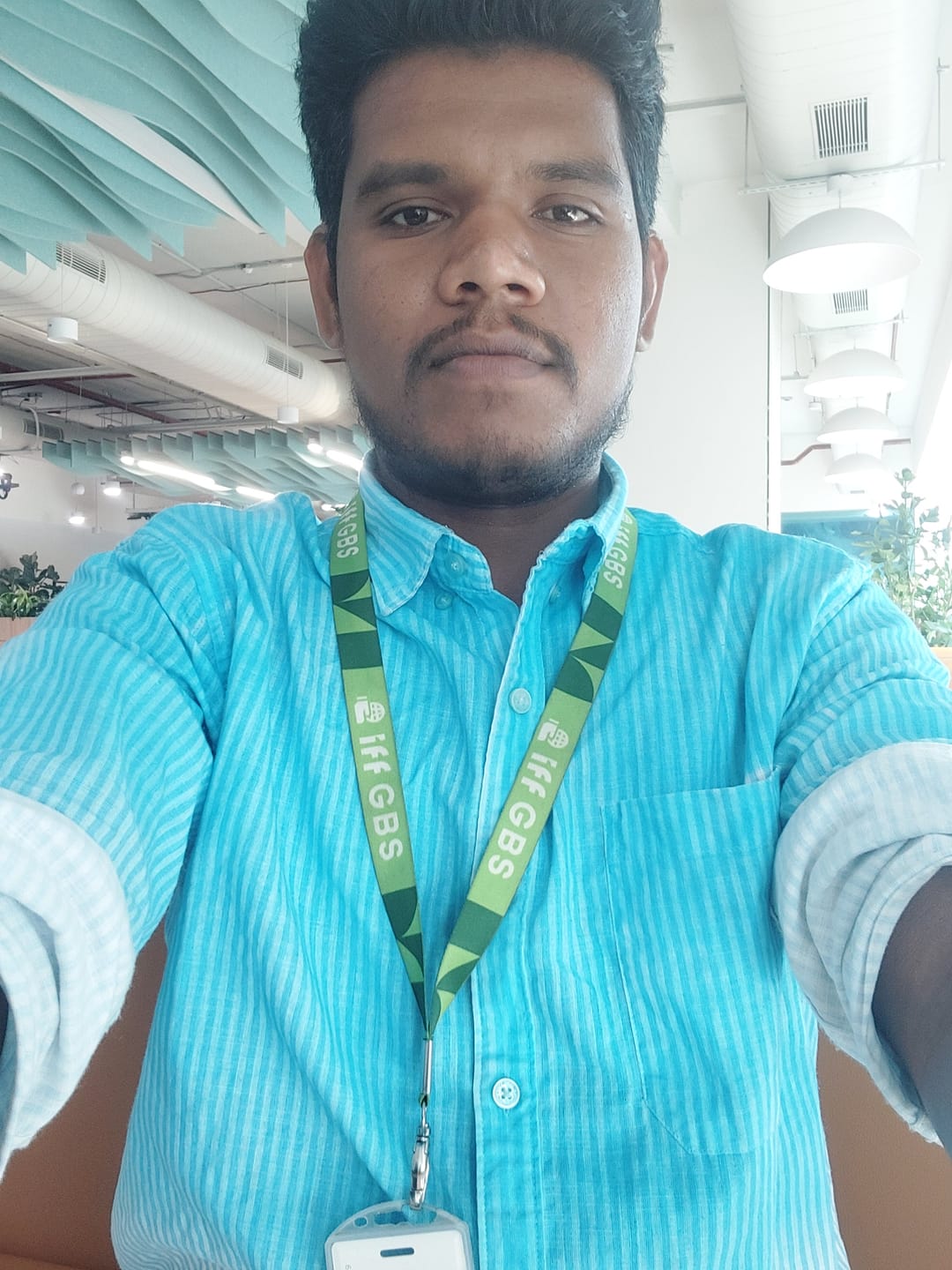 Customer photo review of Blue Sprayed Stripe Shirt