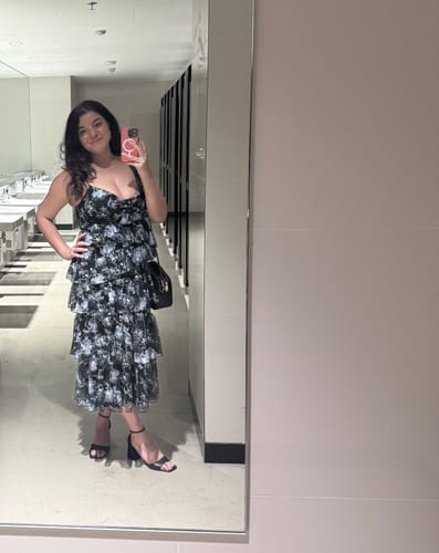 Customer photo review of Jolie Midi Dress by ML Monique Lhuillier - RENTAL