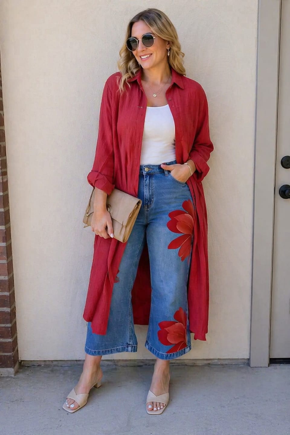 Customer photo review of Long Sleeves Loose Buttoned Solid Color Lapel Blouses&Shirts Tops