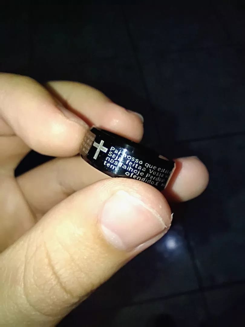 Customer photo review of Anel Masculino Oração Do Pai Nosso