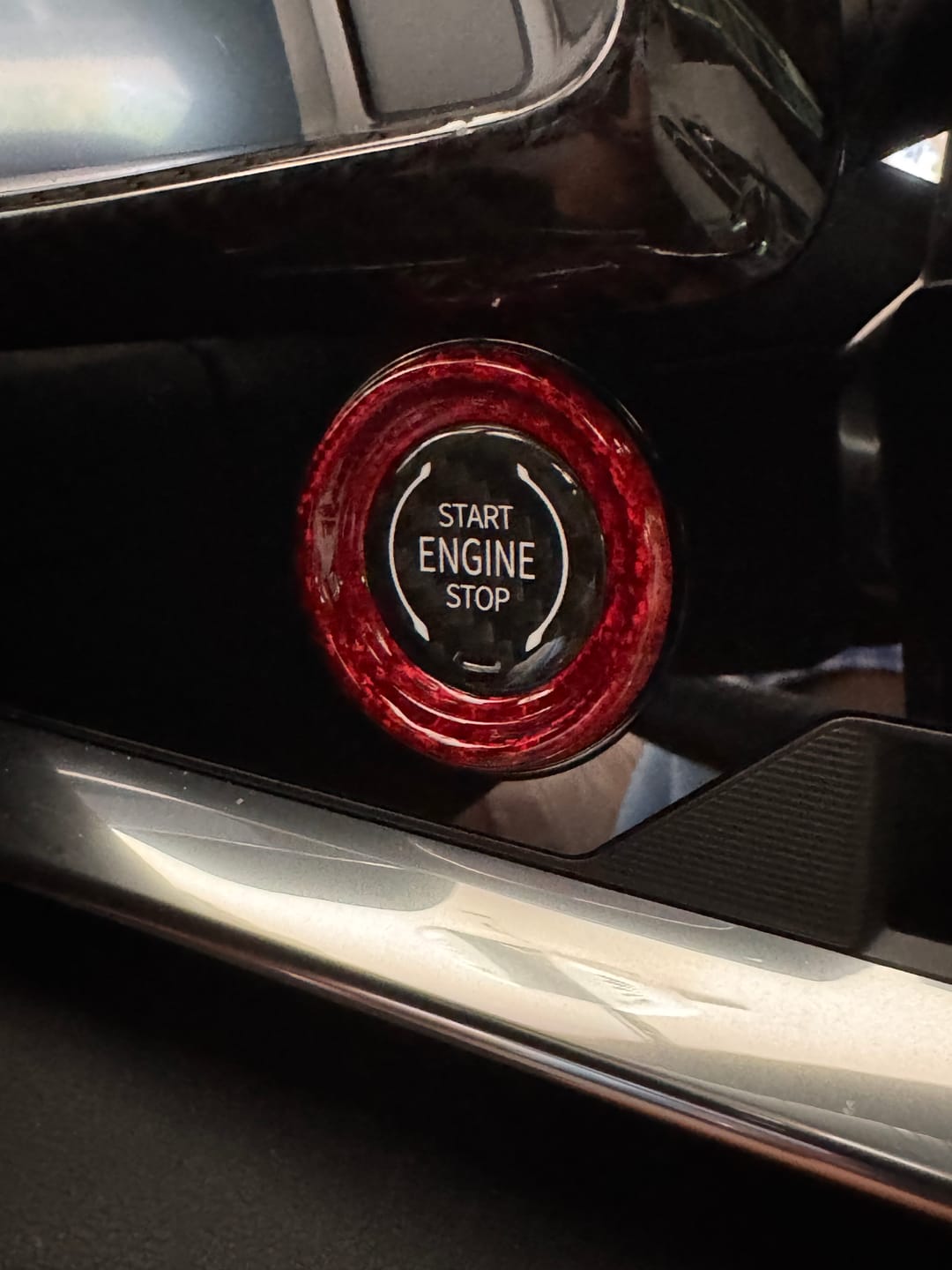 Customer photo review of C8 Corvette Real Carbon Fiber Start/Stop Button Surround Trim Cover | Interior Upgrade (2020–2026)