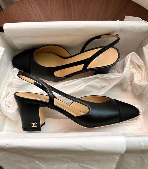 Customer photo review of Chanel Slingback Pump Black Sheepskin 174550