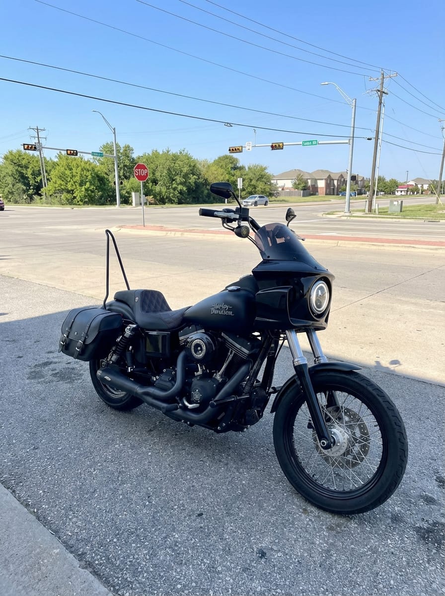 Customer photo review of Viking Darkin Motorcycle Fairing for Harley Dyna Street Bob FXDB Gloss Black