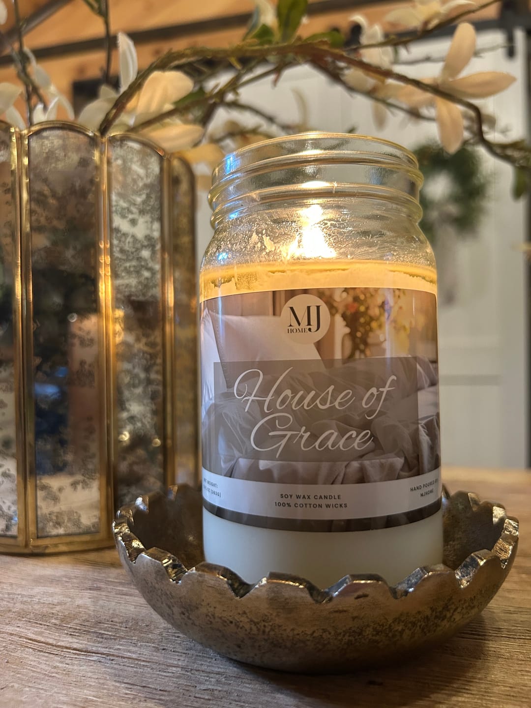 Customer photo review of Brass and Glass Candle Holder