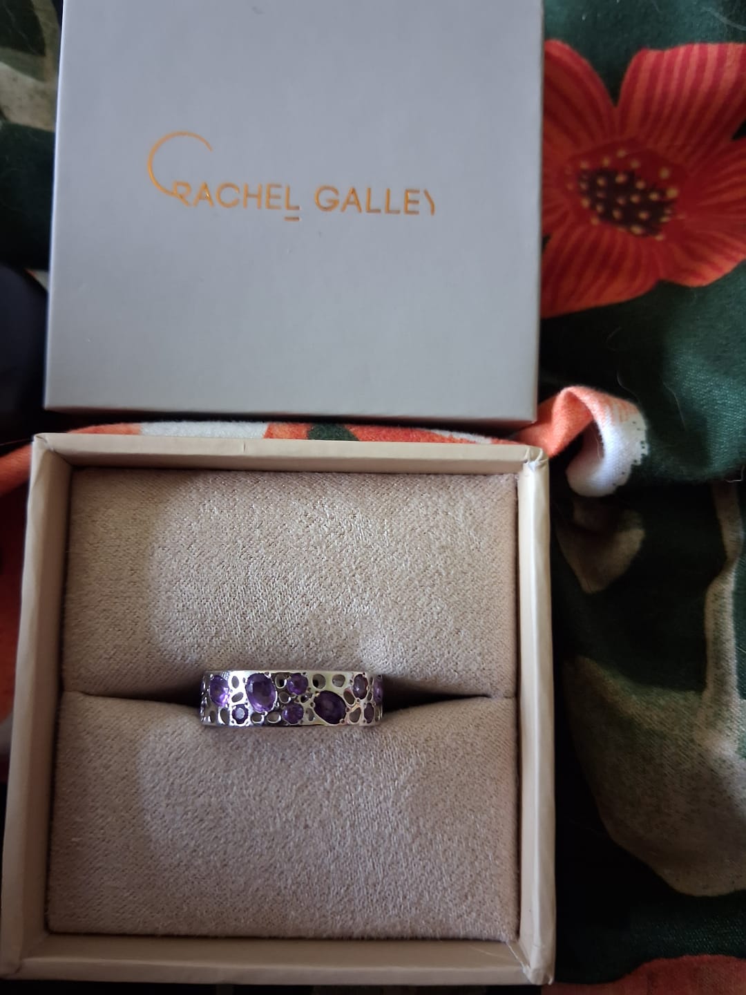 Customer photo review of Amethyst Lattice Band Ring