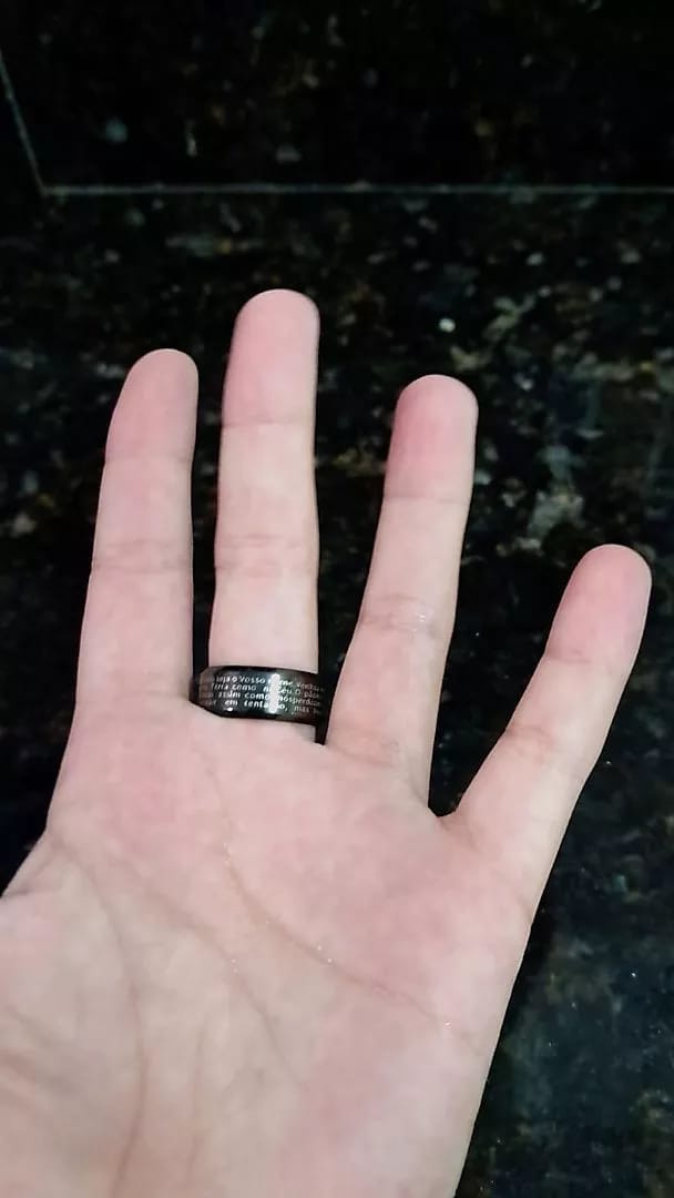 Customer photo review of Anel Masculino Oração Do Pai Nosso