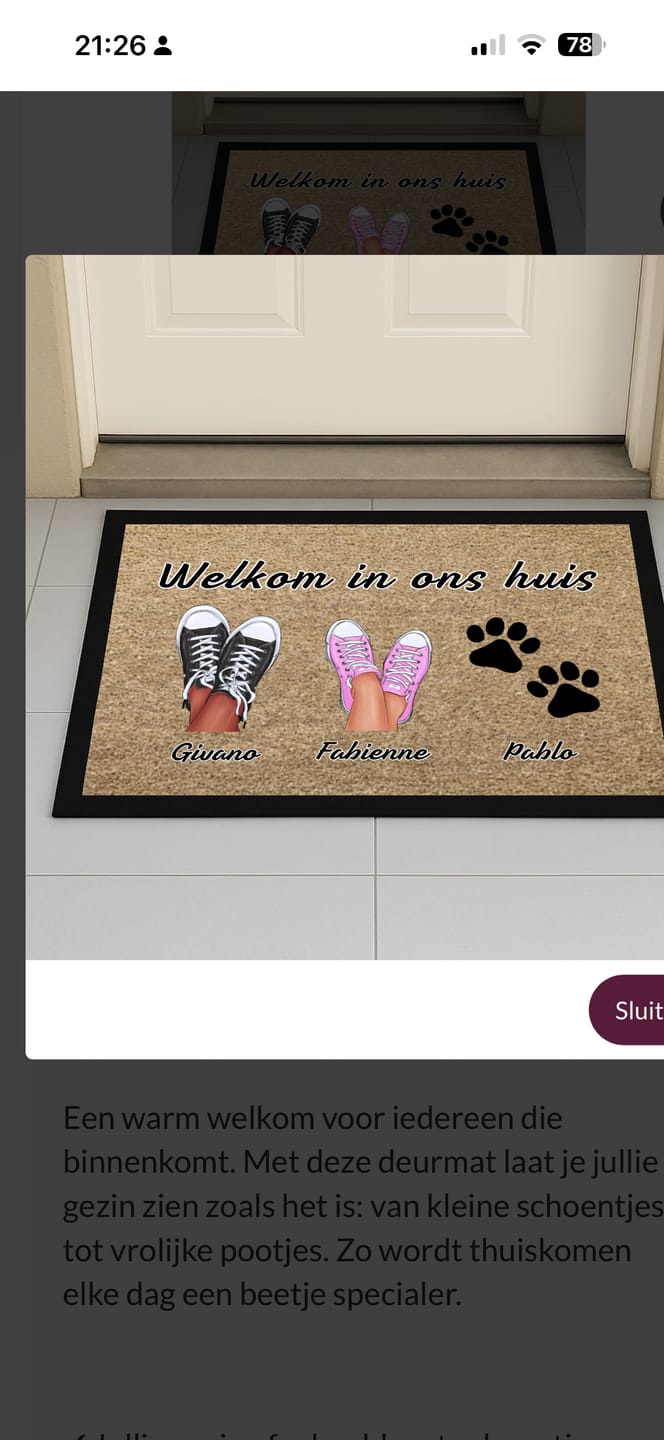 Customer photo review of Familie deurmat - Gepersonaliseerd