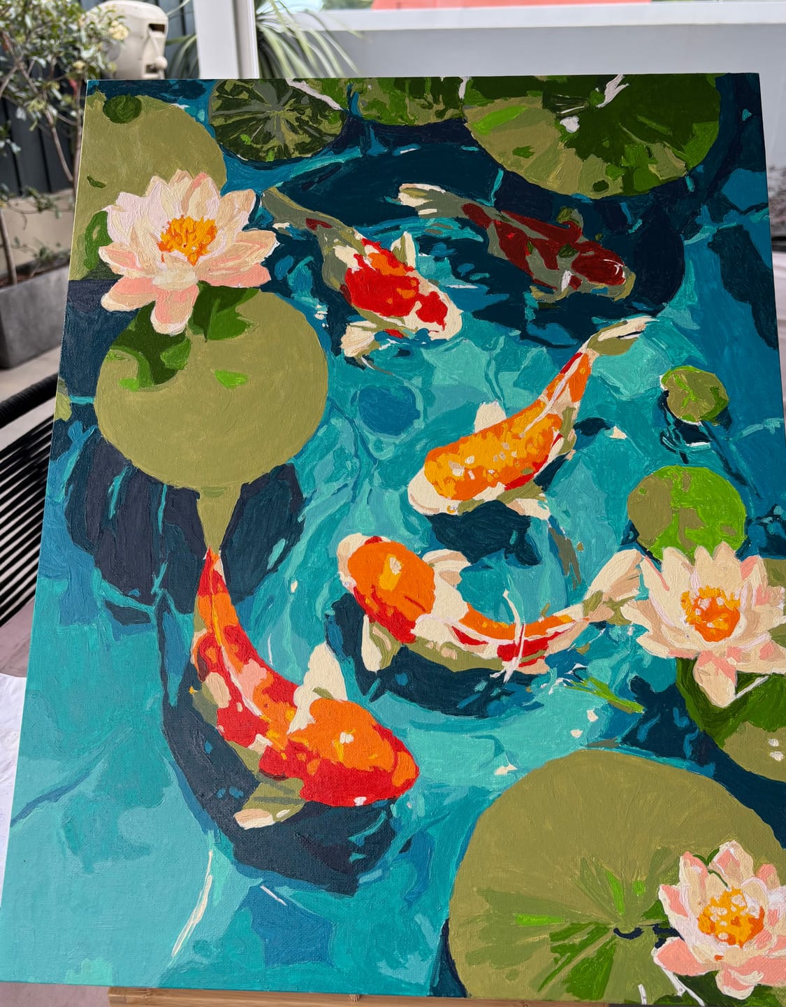 Customer photo review of Koi pond | Paint by Number
