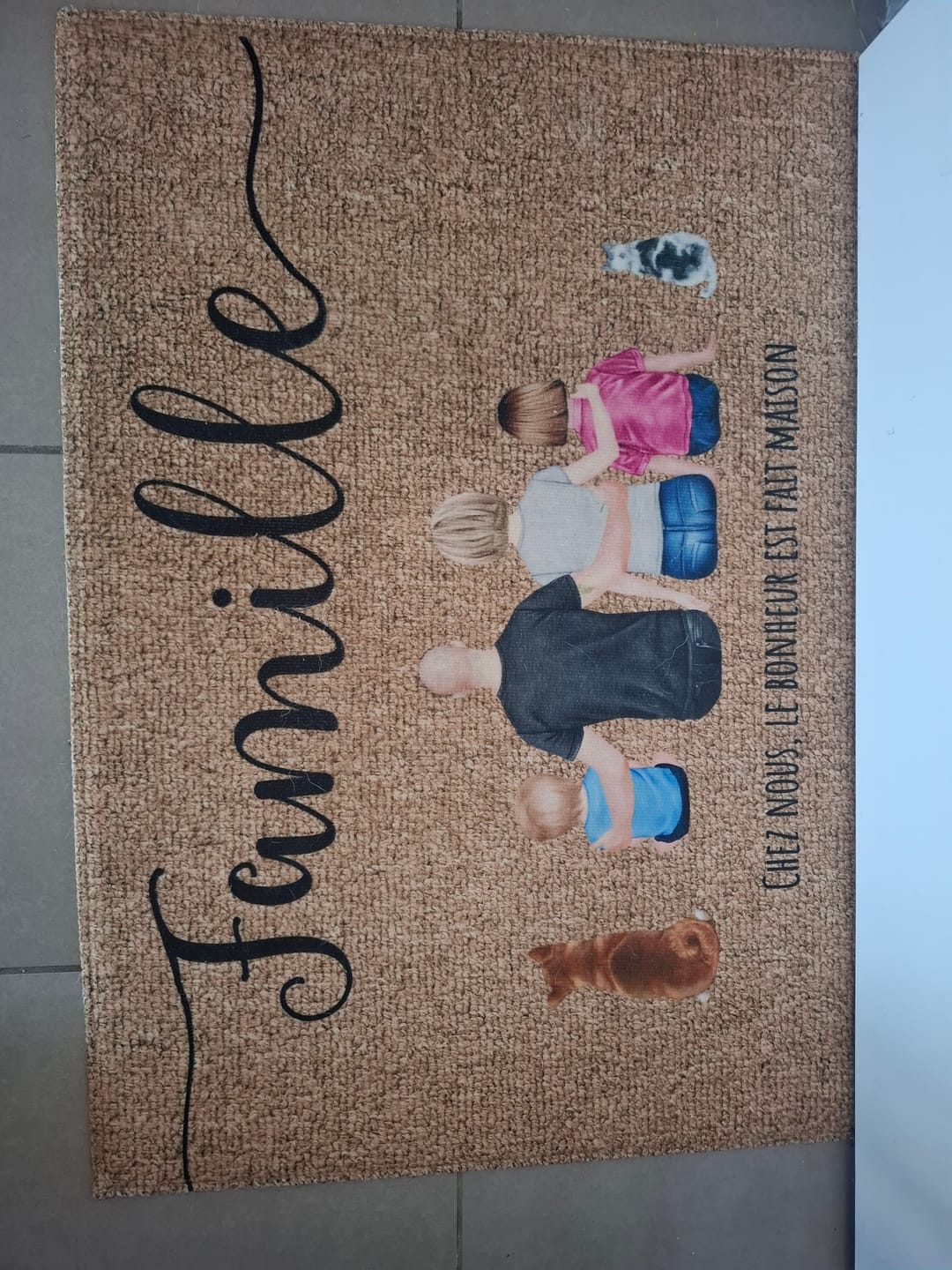 Customer photo review of Famille - Paillasson personnalisé