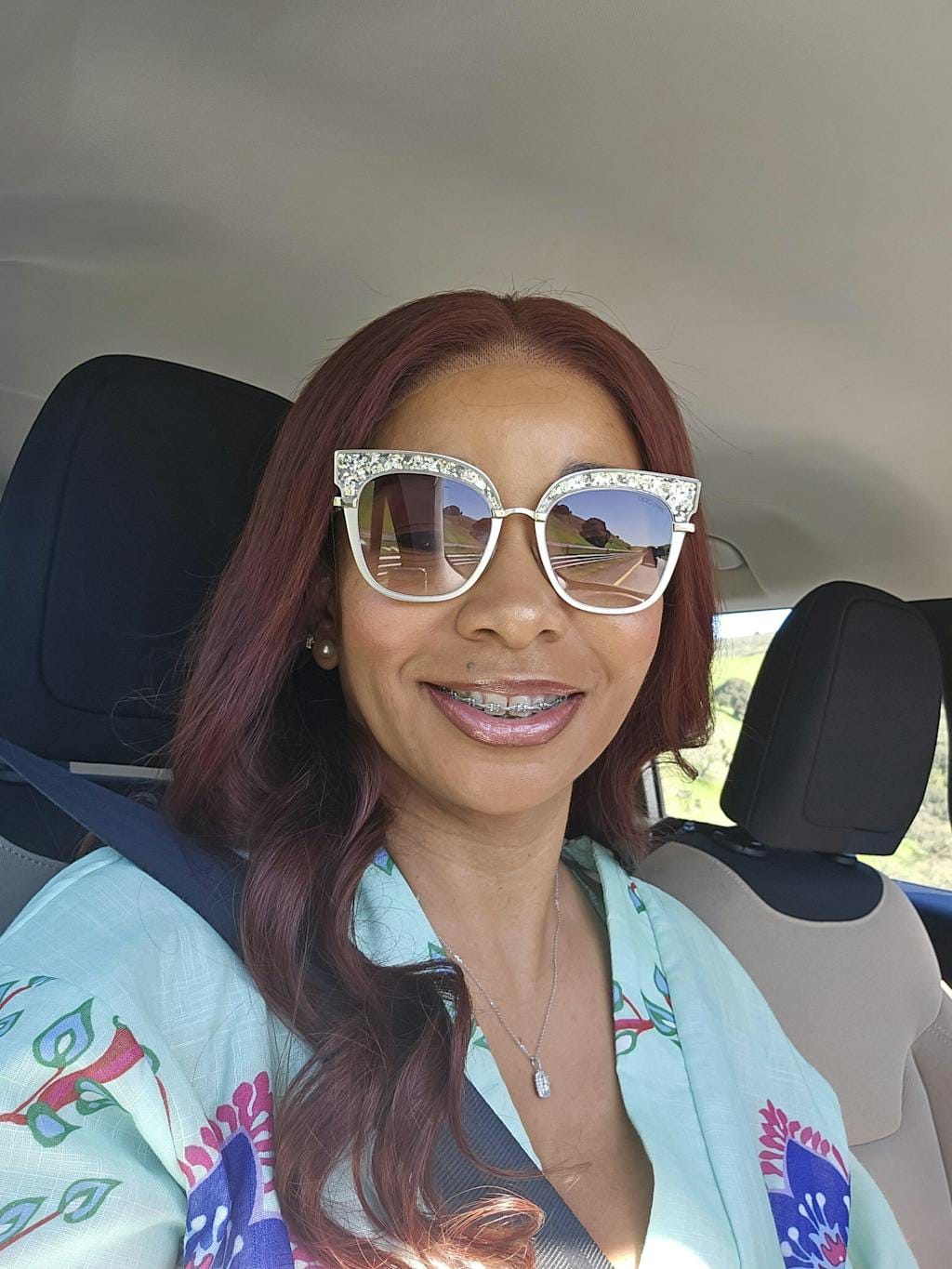 Customer photo review of Wavymy Wear & Go Reddish Brown 7x5 Glueless Lace Wigs Human Hair 180% Density