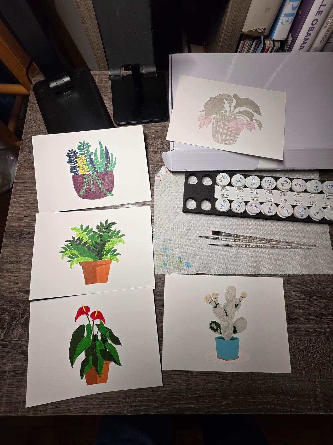 Customer photo review of 5 Postcards – Houseplants Set | Paint by Number